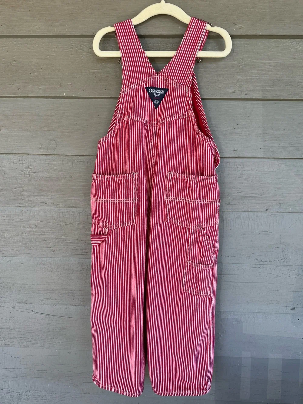 Oshkosh B’gosh Kids Red Striped Overalls + Cap Halloween Costume Train Engineer